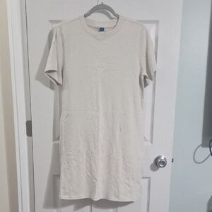 Old Navy Cream Short Sleeve T Shirt Dress